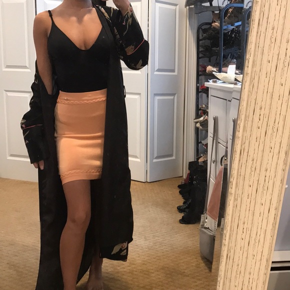 Peachy orange braided mini skirt - Picture 3 of 8